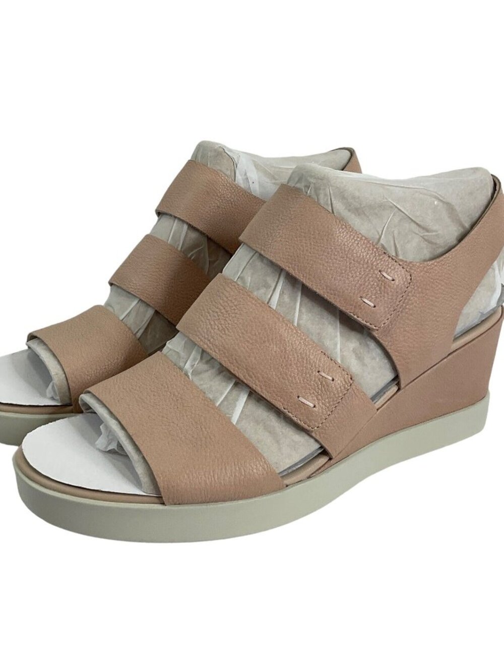 Ecco Shoes Women Sandals Sz 10-10.5 EU 41 Shape Wedge Plateau Leather $180 Nib